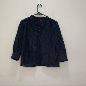 Banana Republic Factory Black Eyelet Blouse Size Small Petite